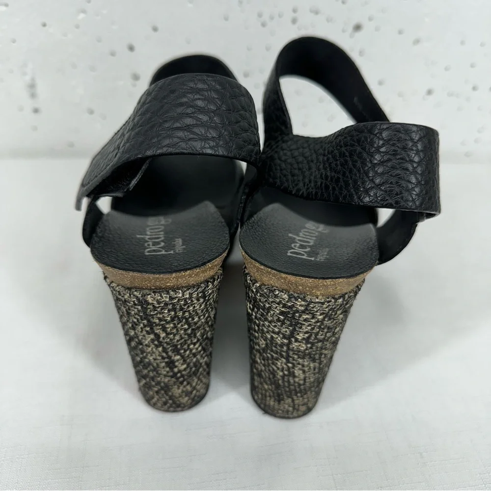 Pedro Garcia Women’s Size 40.5 / 10.5 Fiona Black Leather Platform Wedge Heels